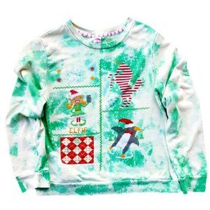 Custom Tie-Dye Bleached Green Christmas Spoof Top